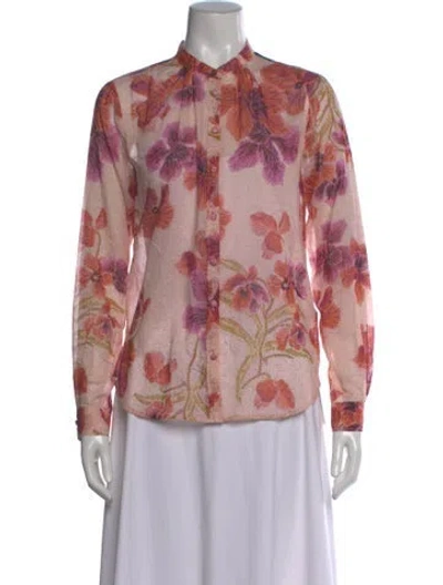 Pre-owned Forte Forte Floral Print Long Sleeve Blouse In Pink