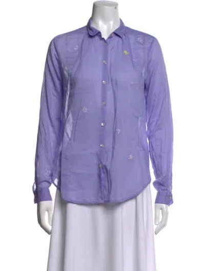 Pre-owned Forte Forte Floral Print Long Sleeve Blouse In Purple