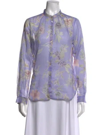 Pre-owned Forte Forte Floral Print Long Sleeve Blouse In Purple