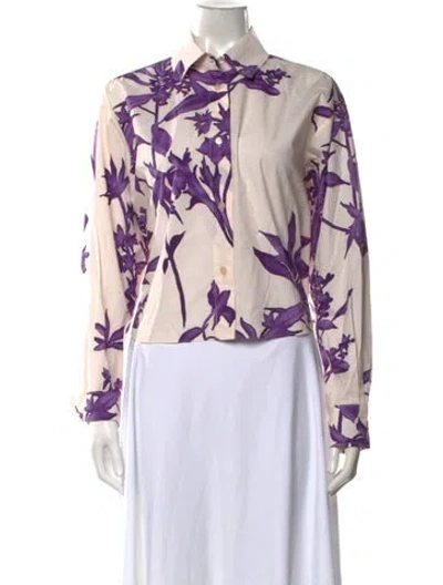 Pre-owned Forte Forte Floral Print Long Sleeve Top In Multi
