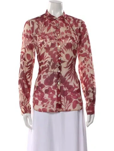 Pre-owned Forte Forte Floral Print Long Sleeve Top In Red