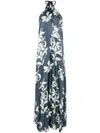 Forte Forte Forte_forte Blue Long Dress With White Floral Print In Blue