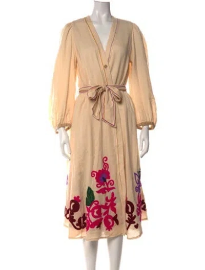 Pre-owned Forte Forte Floral Print Midi Length Dress In Neutrals