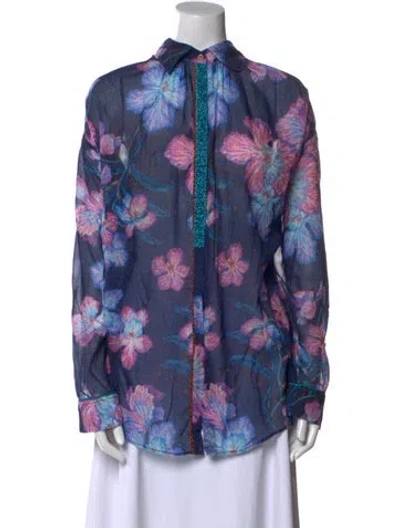 Pre-owned Forte Forte Floral Print Mock Neck Blouse