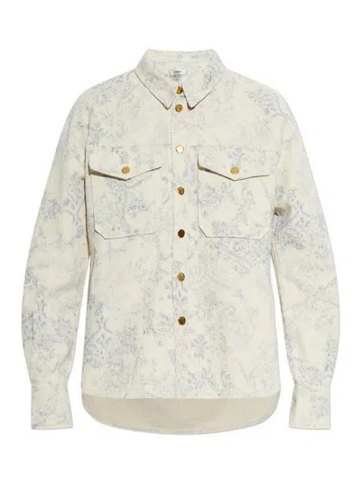 Forte Forte Floral Print My Shirt Cotton Denim Overshirt In Neutral
