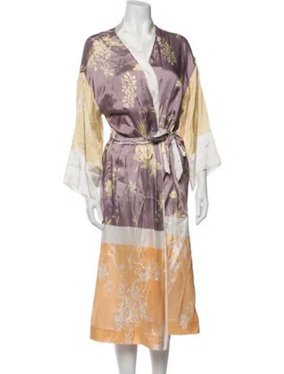 Pre-owned Forte Forte Floral Print Robe In Purple