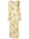 Forte Forte Floral-print Satin Wrap Dress In 黄色