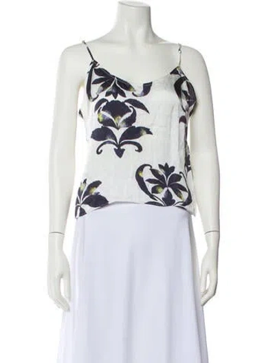 Pre-owned Forte Forte Floral Print Scoop Neck Crop Top In Neutral