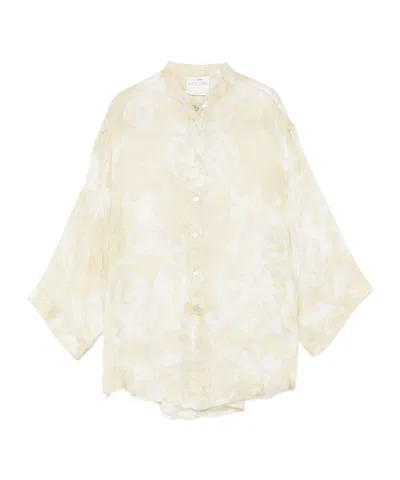 Forte Forte Floral Print Sheer Shirt In Sand