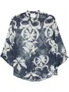 Forte Forte Blue And White Printed Linen-silk Blend Shirt In Blue