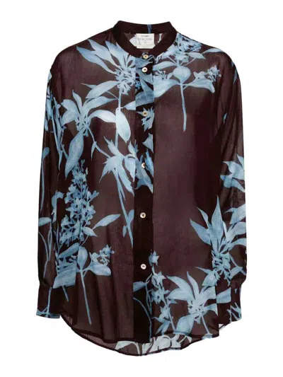 Forte Forte Floral Print Shirt In Brown