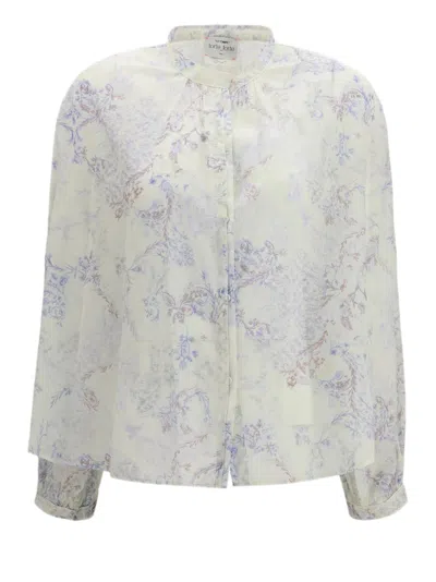 Forte Forte Floral Print Shirt With Classic Collarless Design In Multi