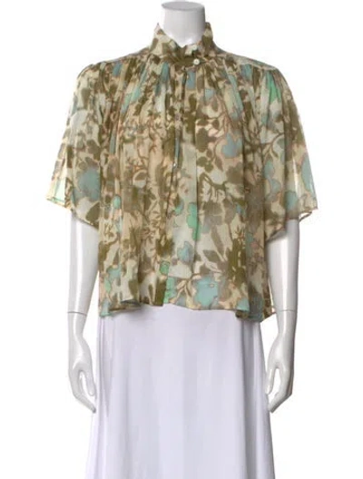 Pre-owned Forte Forte Floral Print Short Sleeve Blouse In Multi