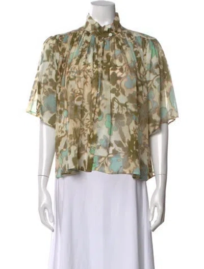 Pre-owned Forte Forte Floral Print Short Sleeve Blouse In Multi