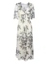 Forte Forte Maxi Dress With Short Sleeves And Floral Print In White