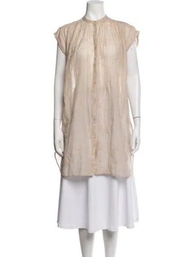Pre-owned Forte Forte Floral Print Short Sleeve Top In Neutrals