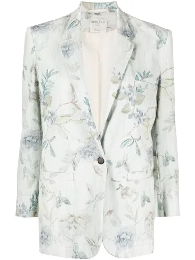 Forte Forte Floral-print Single-breasted Blazer In Blue