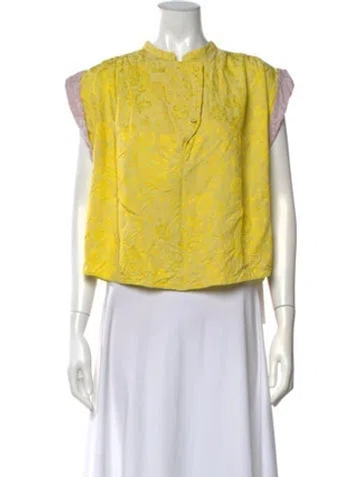 Pre-owned Forte Forte Floral Print Sleeveless Top In Yellow