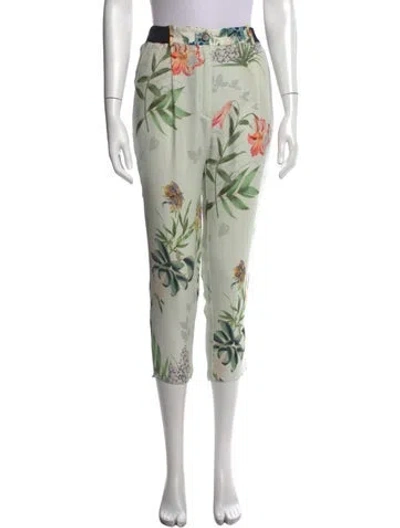 Pre-owned Forte Forte Floral Print Straight Leg Pants In Green