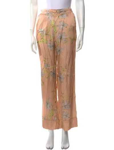 Pre-owned Forte Forte Floral Print Straight Leg Pants In Orange