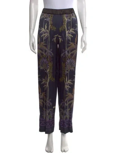 Pre-owned Forte Forte Floral Print Straight Leg Pants W/ Tags In Blue