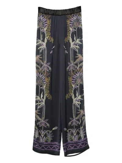 Forte Forte Wide-leg Trousers With Botanical Embroidery In Multi