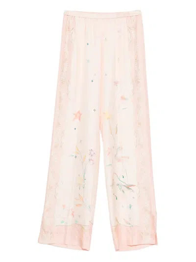 Forte Forte Floral Print Trousers In Neutral
