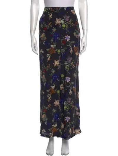 Pre-owned Forte Forte Floral Print Wide Leg Pants In Black