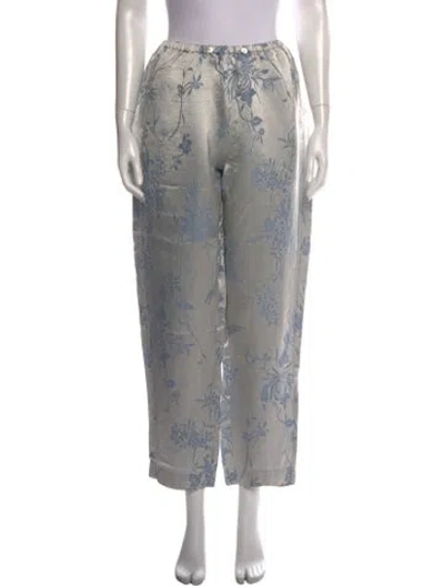 Pre-owned Forte Forte Floral Print Wide Leg Pants In Blue