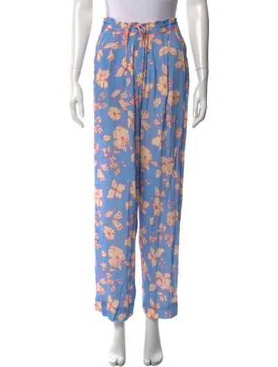Pre-owned Forte Forte Floral Print Wide Leg Pants In Blue