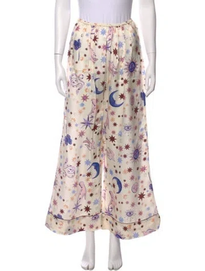 Pre-owned Forte Forte Floral Print Wide Leg Pants In Neutral