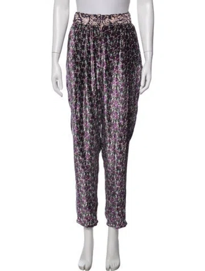 Pre-owned Forte Forte Floral Print Wide Leg Pants In Purple