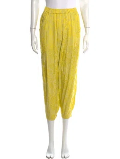 Pre-owned Forte Forte Floral Print Wide Leg Pants In Yellow