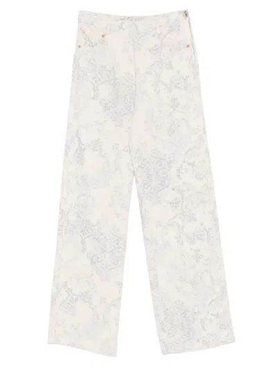 Forte Forte Floral Trousers In Gray