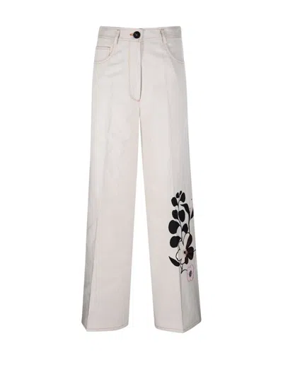 Forte Forte Floral Wide Leg Pants In White