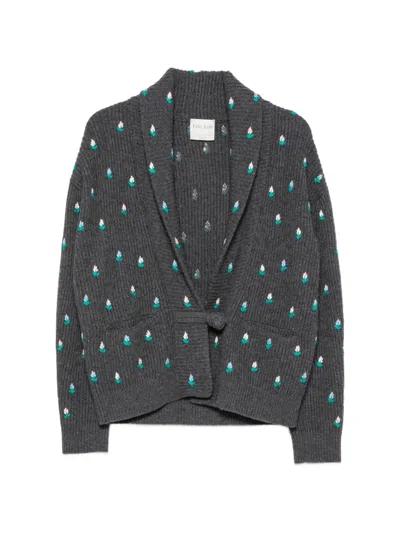 Forte Forte Floral-embroidered Cardigan In Gray