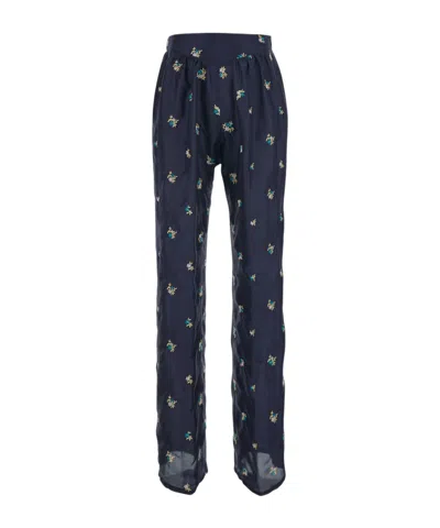 Forte Forte Floral-embroidered Casual Pants In Black