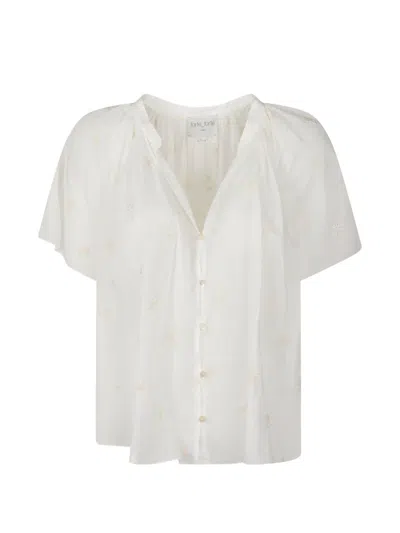 Forte Forte Floral-embroidered Gathered Shirt In White