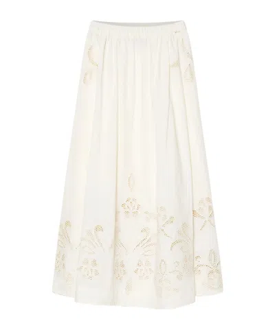 Forte Forte Floral-embroidered Midi Skirt In White