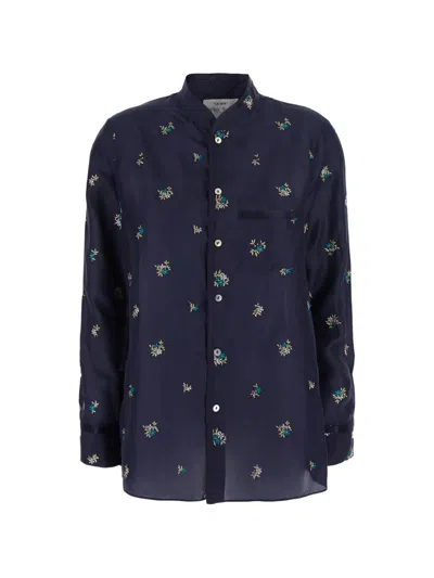Forte Forte Floral-embroidered Silk Shirt In Black