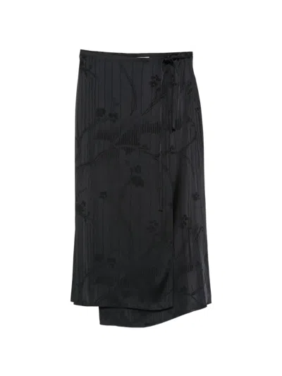Forte Forte Floral-jacquard Wrap Midi Skirt In Blue