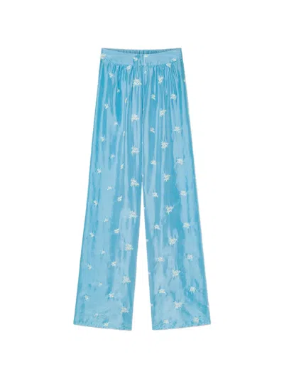 Forte Forte Floral-pattern Trousers In Blue