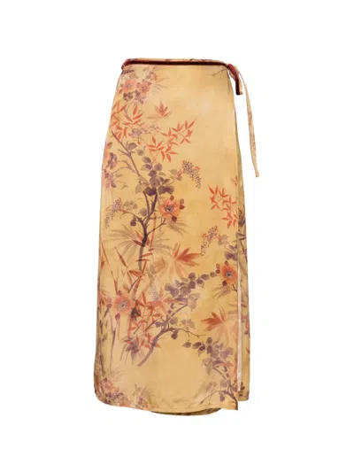 Forte Forte Floral-print Silk-blend Midi Skirts In Neutral