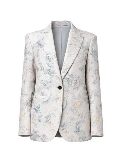 Forte Forte Floral-print Single-breasted Blazer In Gray