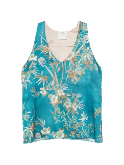 Forte Forte Floral-print Sleeveless Top In Blue