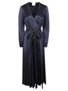 Forte Forte Flowing Midi Dress With Deep V-neckline And Cinched Waist In Black