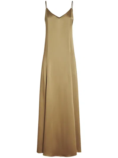 Forte Forte Flowing Silhouette Dress With Deep V-neckline In Green