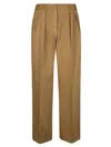 Forte Forte Fluid Beige Trousers With Front Pleats And Straight Leg Cut In Brown