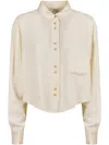 Forte Forte Fluid Boxy Shirt In Velvet And Viscose Blend In Neutral