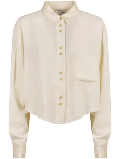 Forte Forte Fluid Boxy Shirt In Velvet And Viscose Blend In Neutral